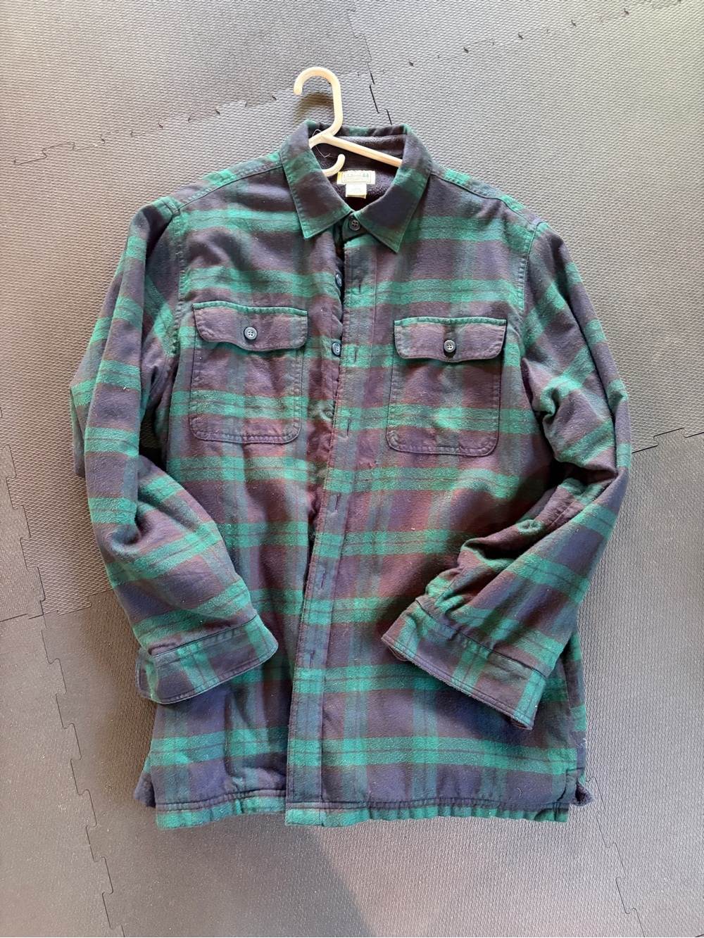L.L. Bean Black & Green Plaid Lightweight Shirt Jacket